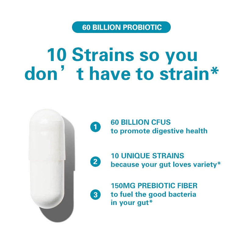 BSYS 60 Billion CFU Probiotic Capsules  Acid-Resistant Stomach-Resistant