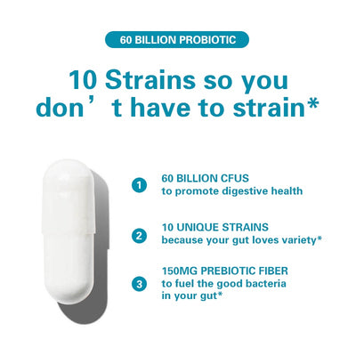 BSYS 60 Billion CFU Probiotic Capsules  Acid-Resistant Stomach-Resistant