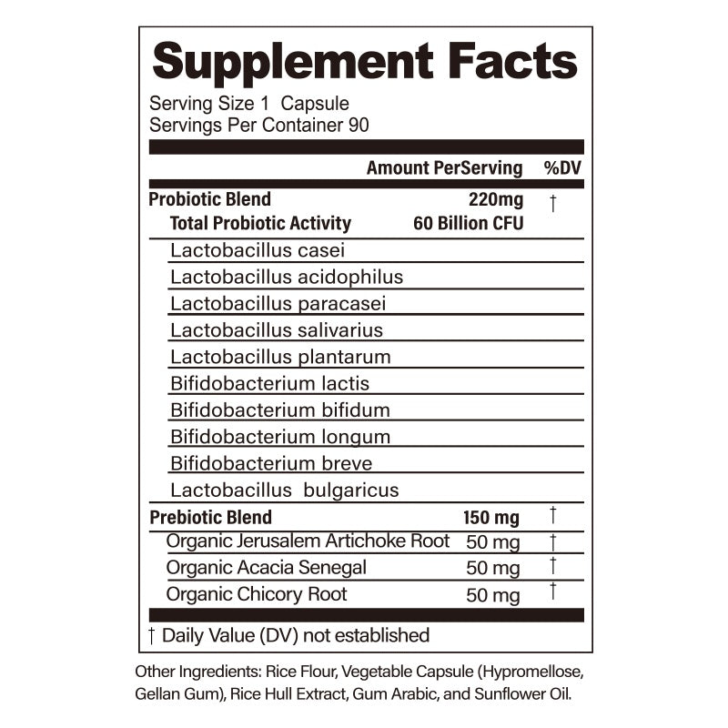 BSYS 60 Billion CFU Probiotic Capsules  Acid-Resistant Stomach-Resistant