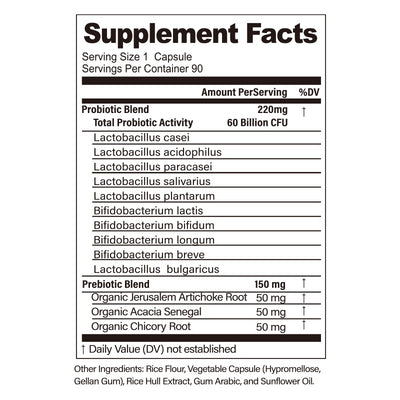 BSYS 60 Billion CFU Probiotic Capsules  Acid-Resistant Stomach-Resistant