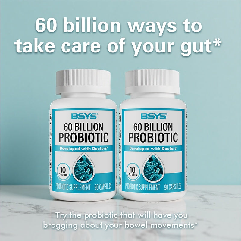 BSYS 60 Billion CFU Probiotic Capsules  Acid-Resistant Stomach-Resistant