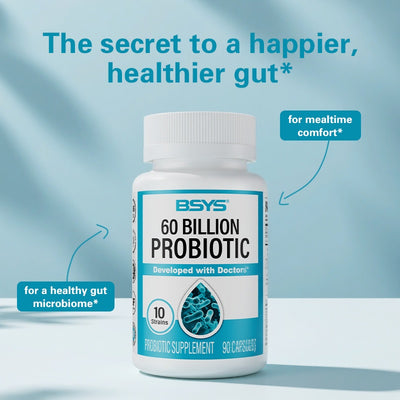 BSYS 60 Billion CFU Probiotic Capsules  Acid-Resistant Stomach-Resistant